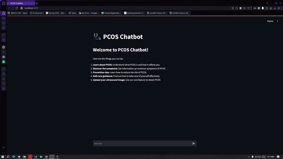 PCOS Chatbot interface preview